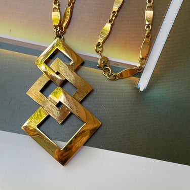 Monet Gold Triple Diamond Shape Necklace Jewelry Bloomers and Frocks